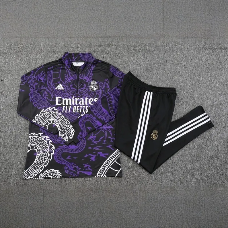 23-24 Real Madrid Purple Training Suit Long Sleeve Sweat Kits Best Jerseys Yupoo 1