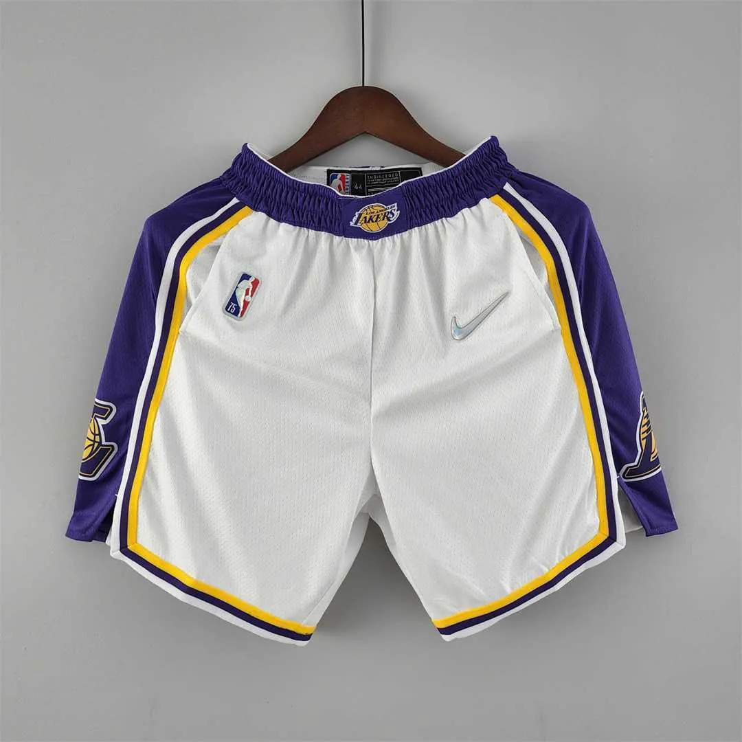 75th anniversary Los Angeles Lakers white NBA shorts 10
