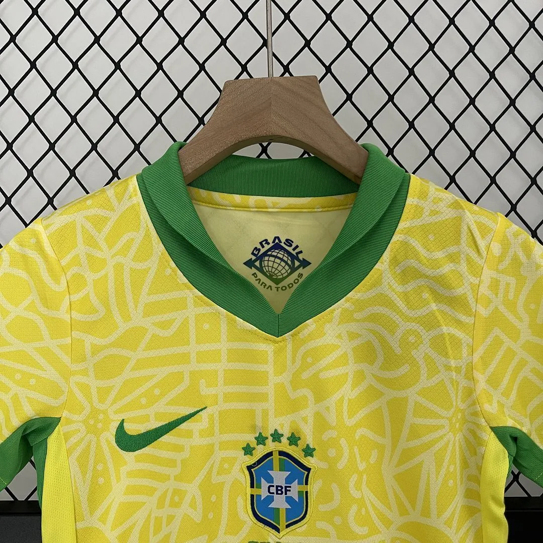 2024 Brazil Home Kid Kits Children Sets Soccer Jersey Yupoo 2