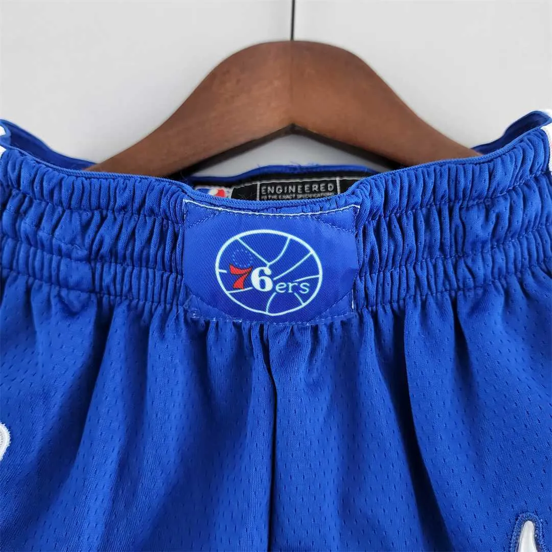 75th Anniversary Philadelphia 76ers NBA Shorts Blue White 7