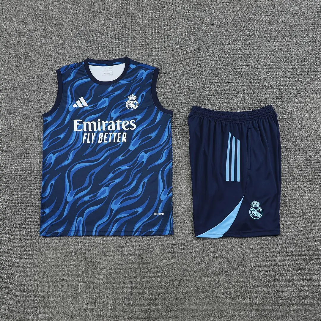 25-26 Real Madrid Training Kits Blue Football Vest Suits 2