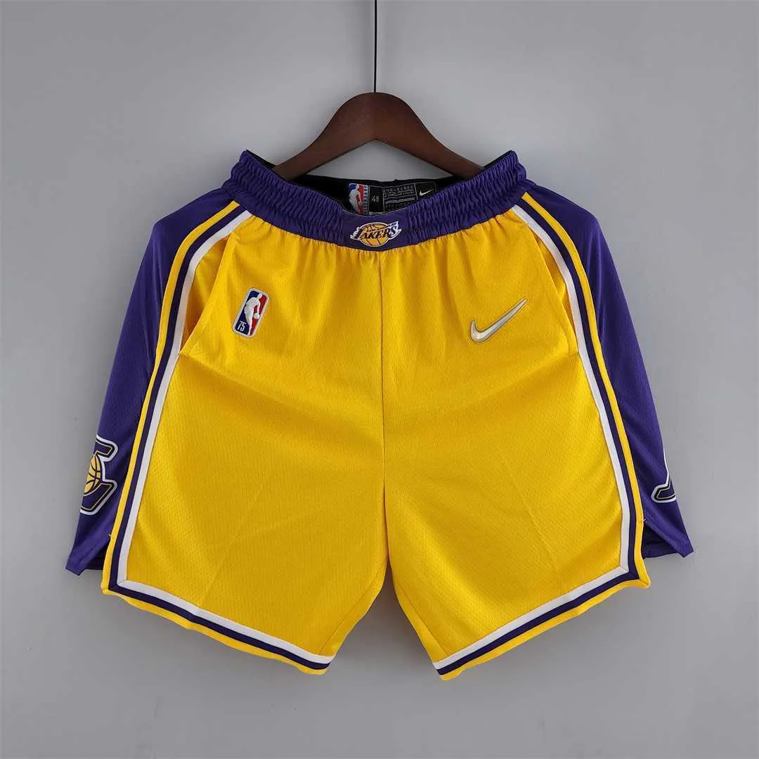 75th anniversary Los Angeles Lakers Yellow NBA shorts 8