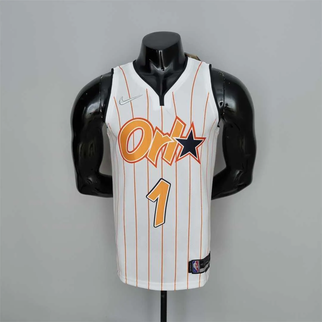 75th Anniversary Orlando Magic McGrady #1 White and Orange NBA Jersey 9