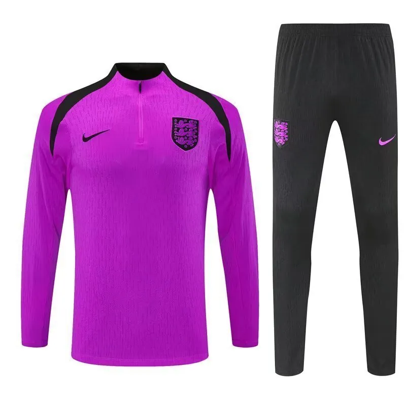 25-26 England Purple Training Kits Long Football Tracksuits 3