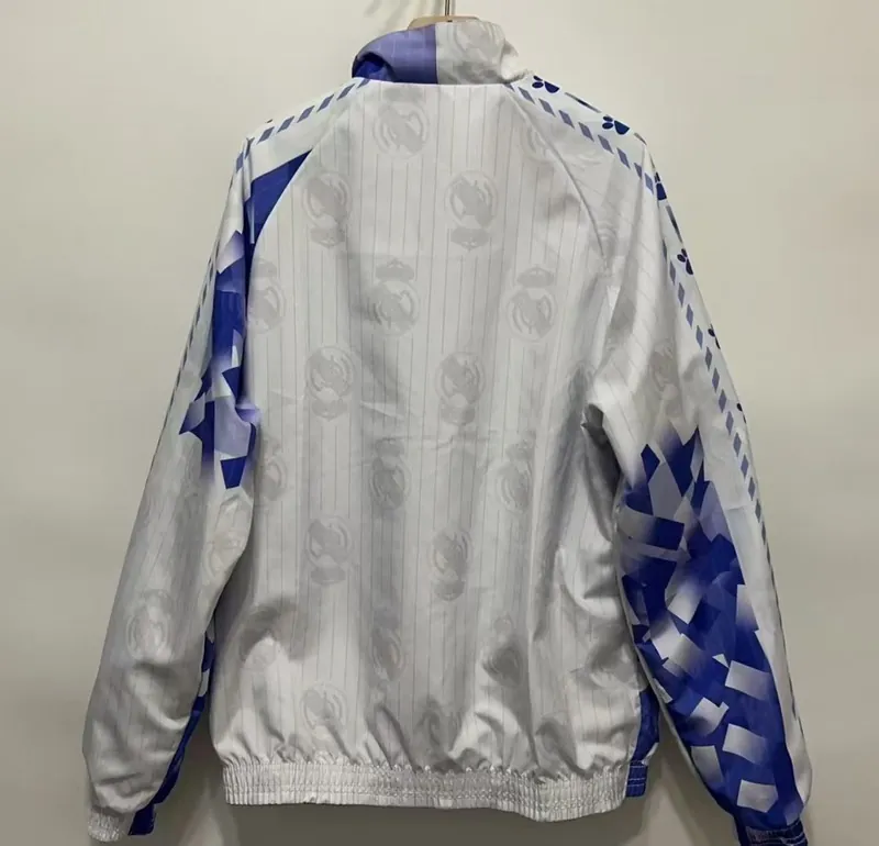 96-97 Real Madrid Retro Trench Coat Reversible Windbreaker Double-Sides Jacket 11