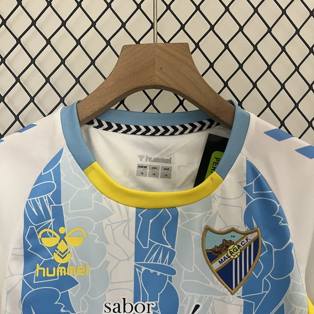 24-25 Malaga Home Kid Kits Youth Apparels Football AAAAJersey Yupoo 6
