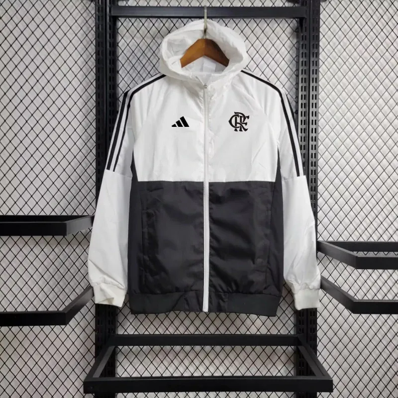 23-24 Flamengo White and Black Windbreaker Jacket Football Replicas Yupoo 2