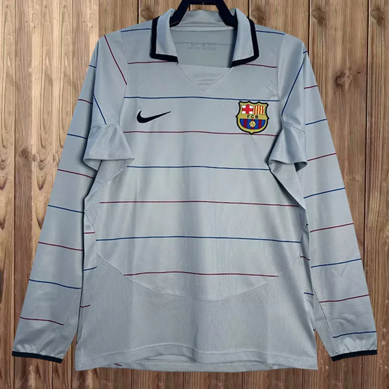 03-04 Barcelona Away Retro Kit Long Sleeve Shirt Soccer AAAAJersey Yupoo 2