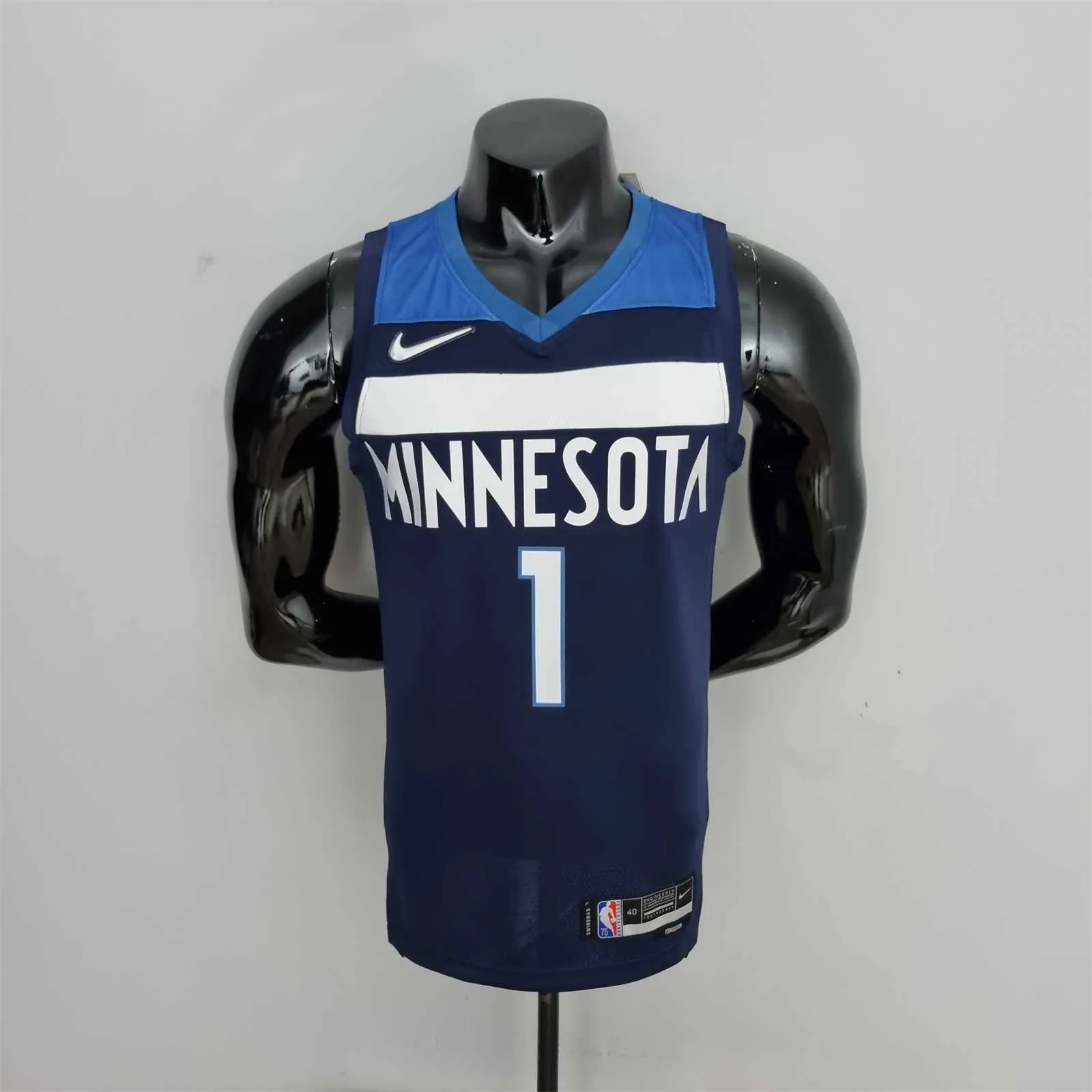 75th Anniversary Minnesota Timberwolves Edwards #1 Royal Blue NBA Jersey 9