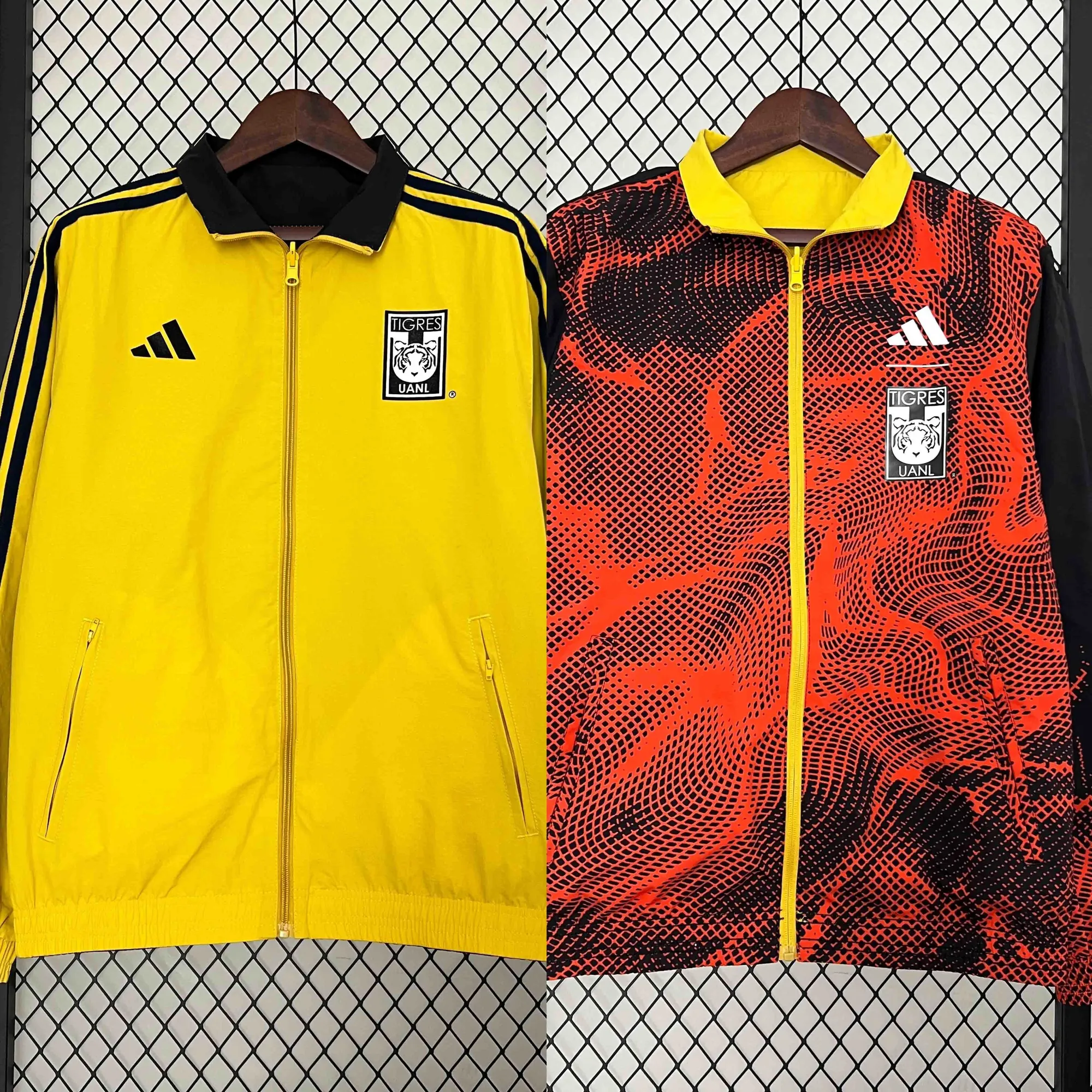 2024 Tigres UANL Orange&Yellow Trench Coat Reversible Windbreaker Double-Sides Jacket 10