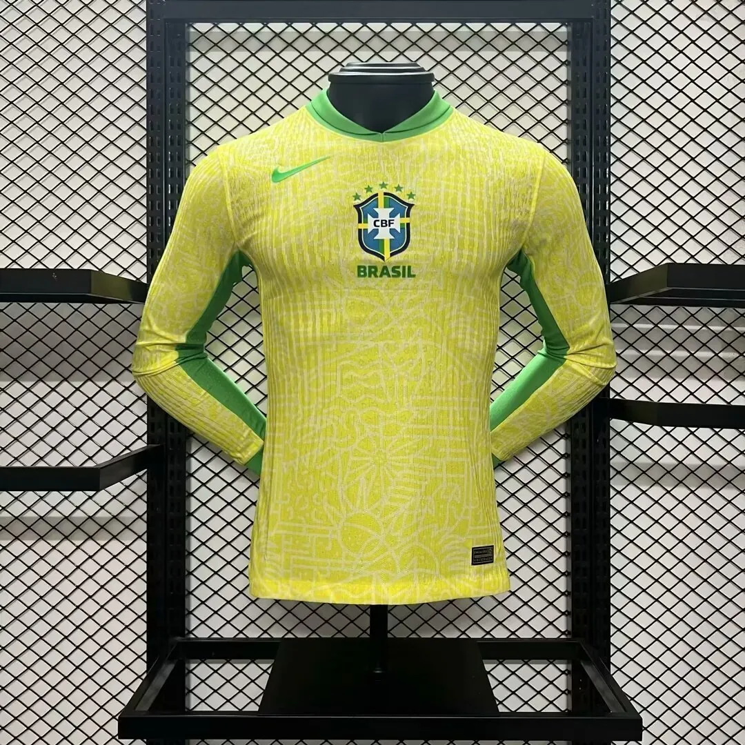 2024 Brazil Home Player Version Long Sleeves Soccer Jerseys Yupoo 2
