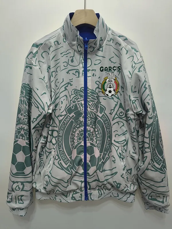 1999 Mexico Retro Trench Coat Reversible Windbreaker Double-Sides Jacket 9