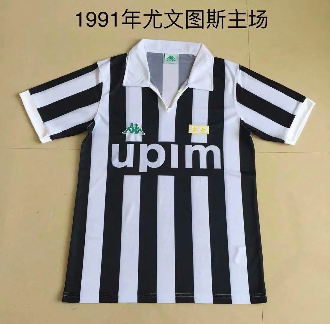 91-92 Juventus home blackwhite retro jersey S-2XL 2