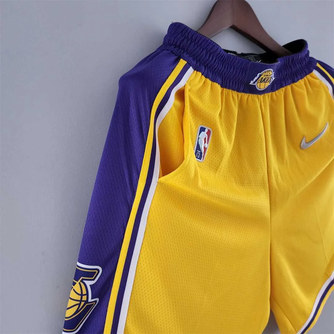 75th anniversary Los Angeles Lakers Yellow NBA shorts 1