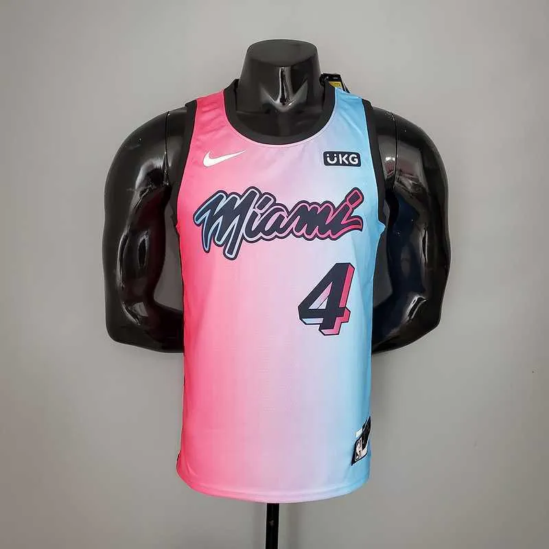 New Miami Heat OLADIPO#4 City Edition Pink Blue Gradient Color 8