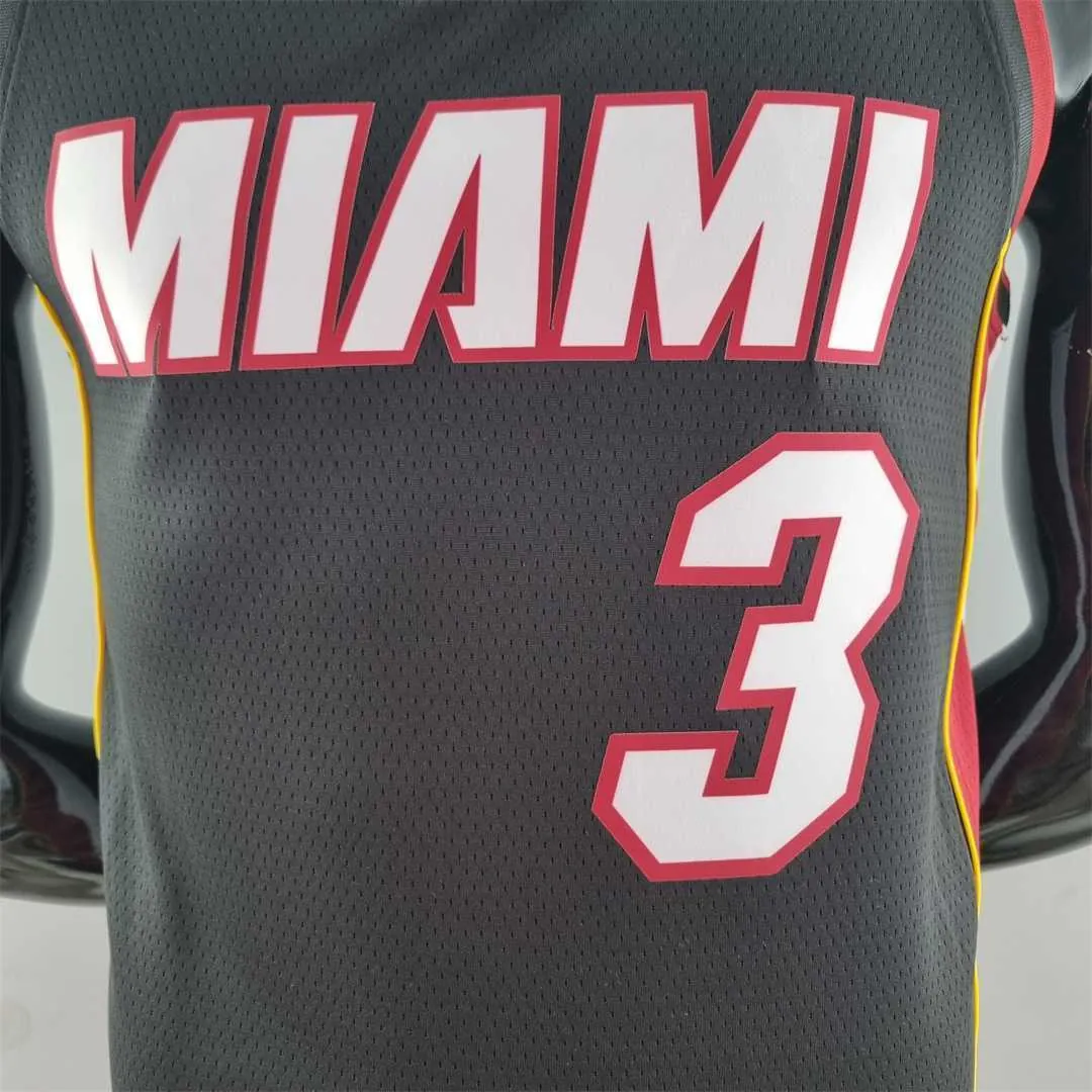 75th Anniversary Miami Heat WADE #3 black NBA Jersey 9