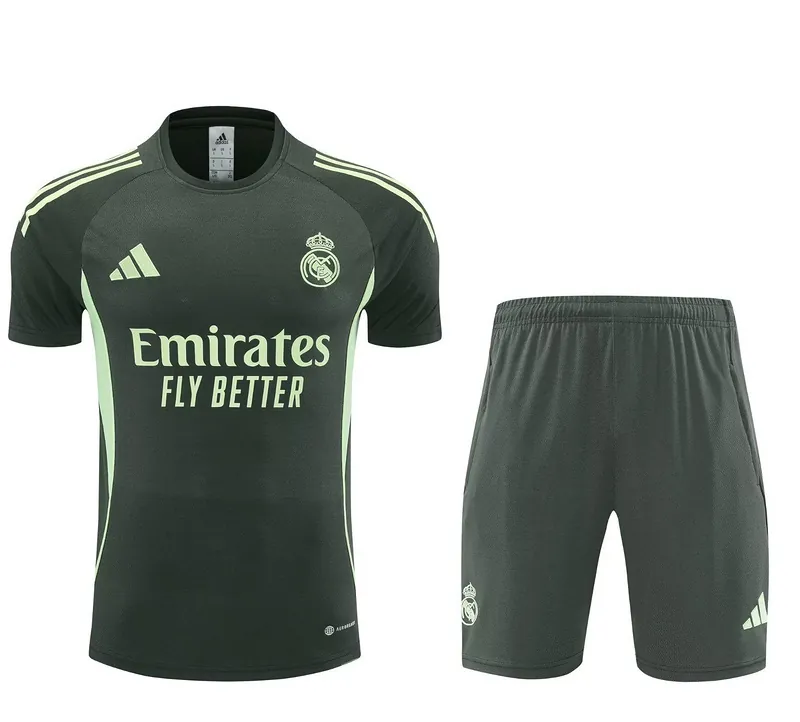 25-26 Real Madrid Army Green Training Kits Football Tracksuits 3