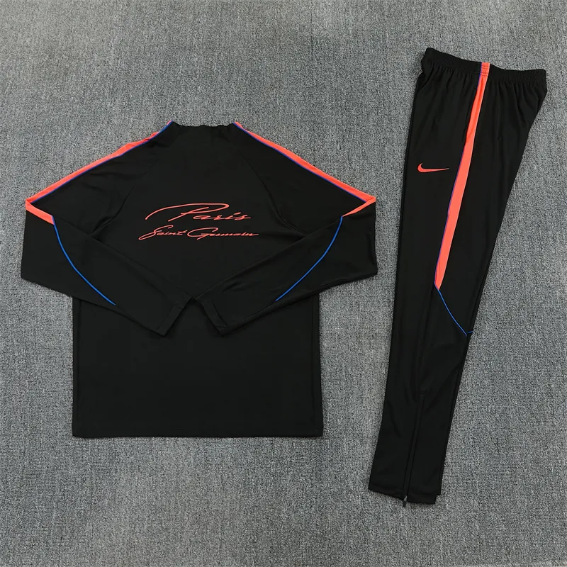 26-27 PSG Black Kit Football Aldult Training Long Sleeve Tracksuit Yupoo 5 4