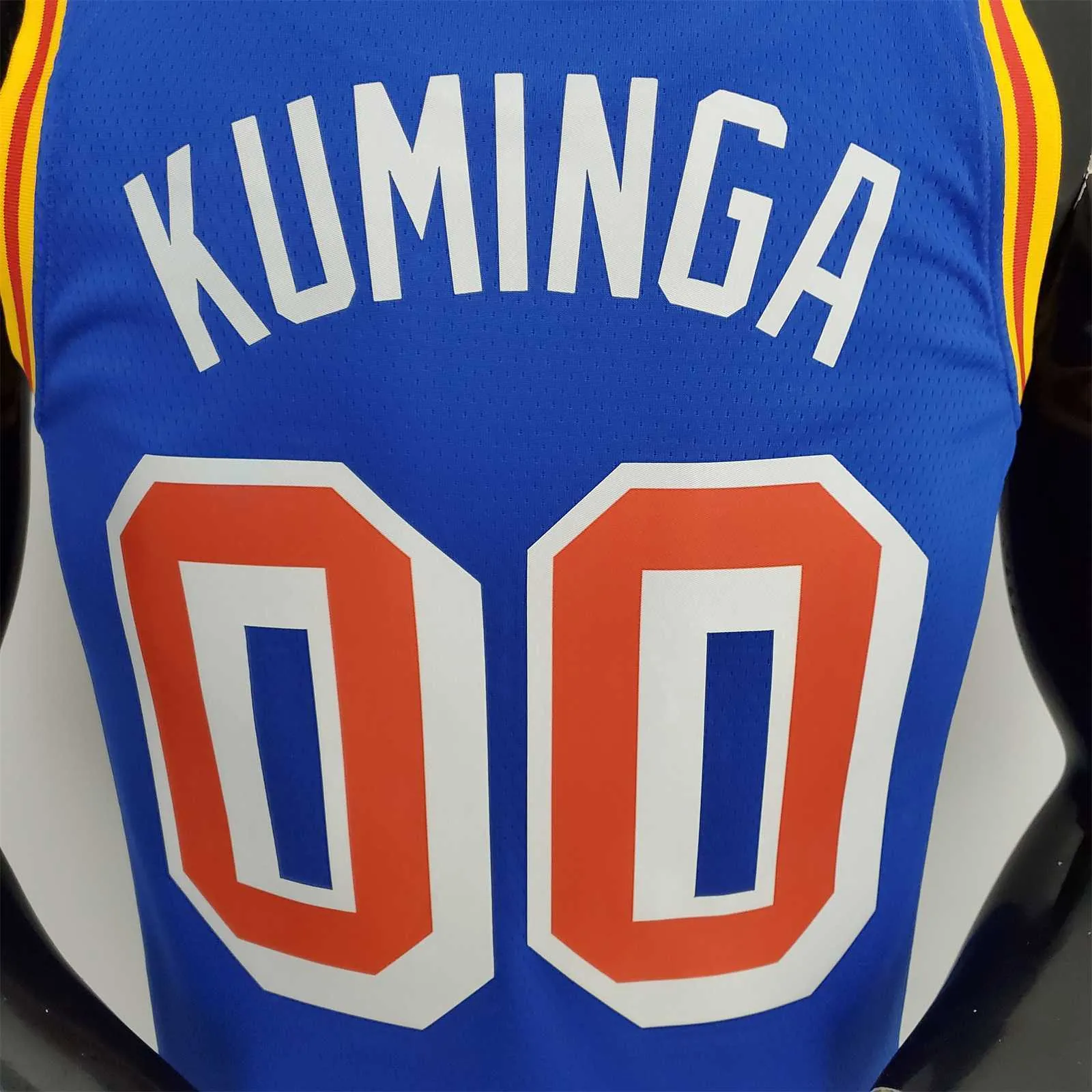 75th Anniversary Cuminga#00 Warriors Vintage Blue NBA Jersey 5