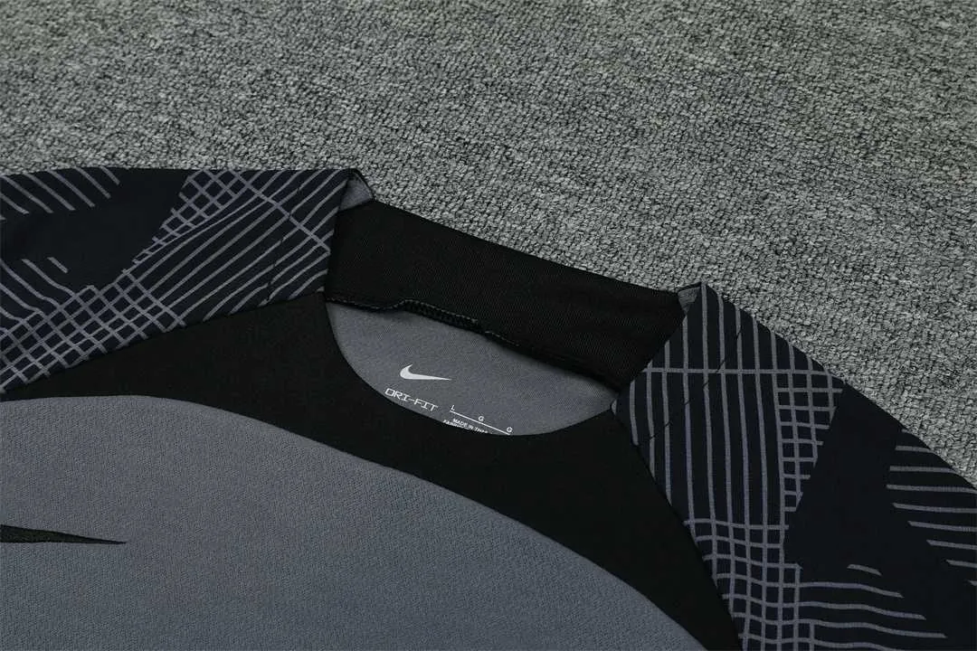 22-23 Barcelona Training Suit Short Sleeve Kit Black Grey 5