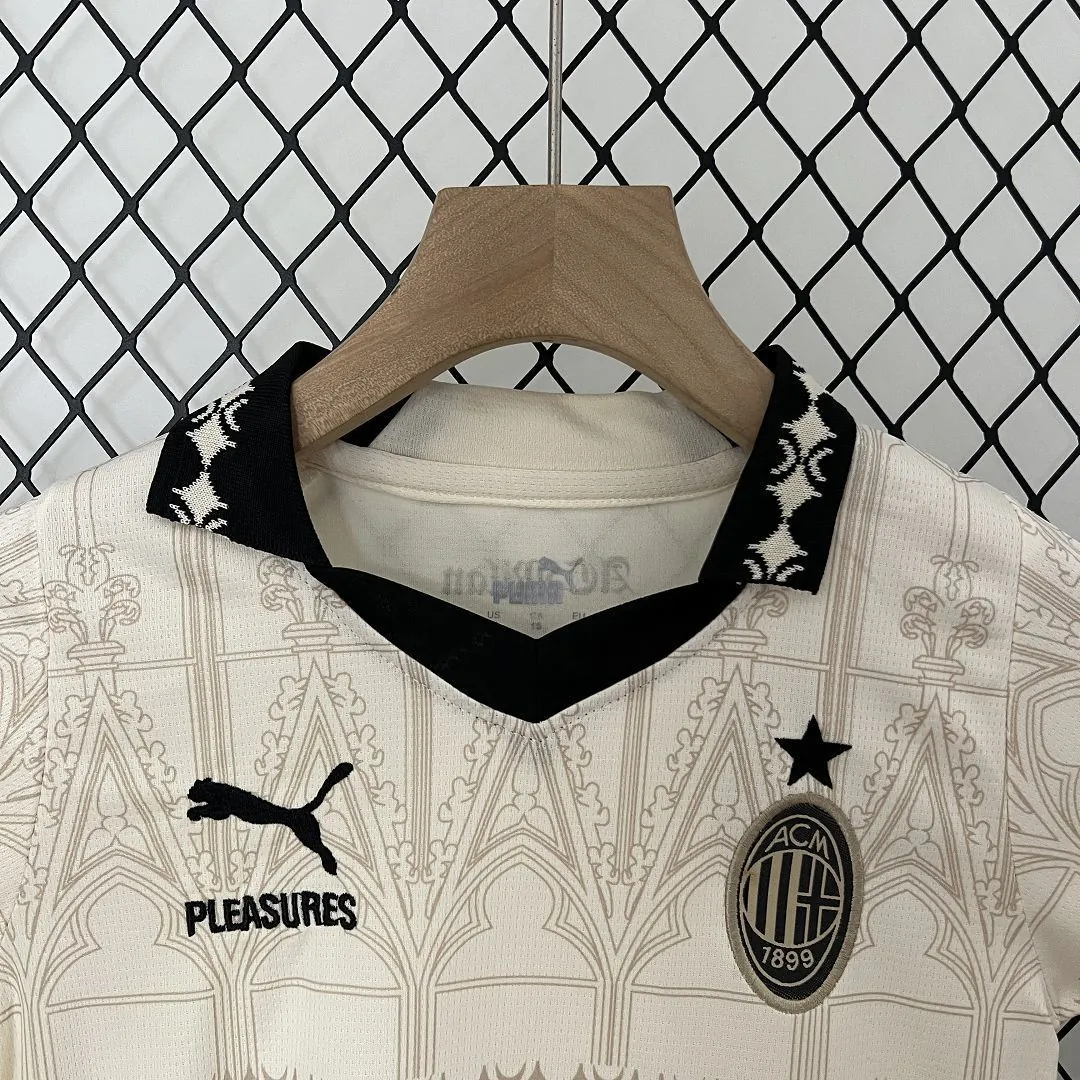 24-25 AC Milan Fouth Kid Kits Beige Children Sets Jersey Supplier Yupoo 6