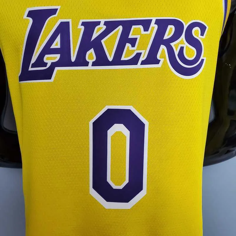 New KUZMA #0 Lakers Commemorative Edition Round neck yellow 7