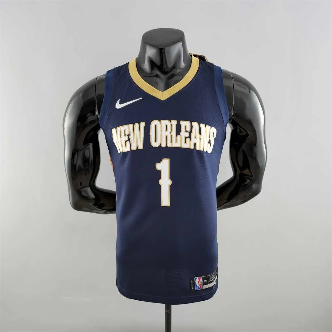 75th Anniversary New Orleans Pelicans Williams #1 Navy Blue NBA Jersey 10