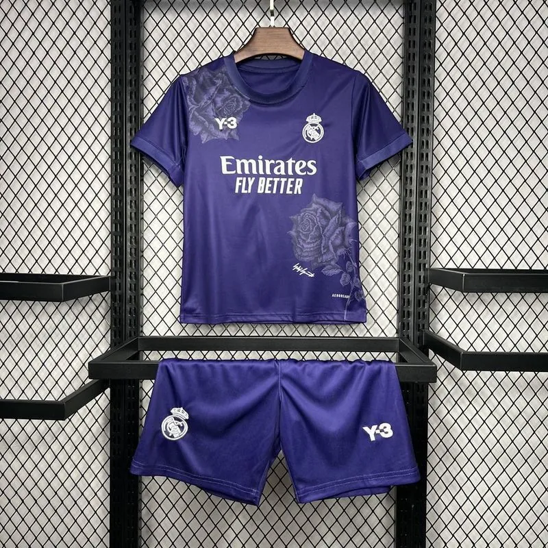 24-25 Real Madrid Y3 Kid Kits Purple Children Sets Football AAAAJersey Yupoo 8