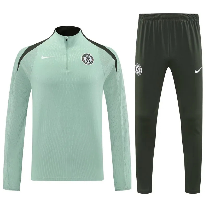 25-26 Chelsea Green Training Kits Long Football Tracksuits 3