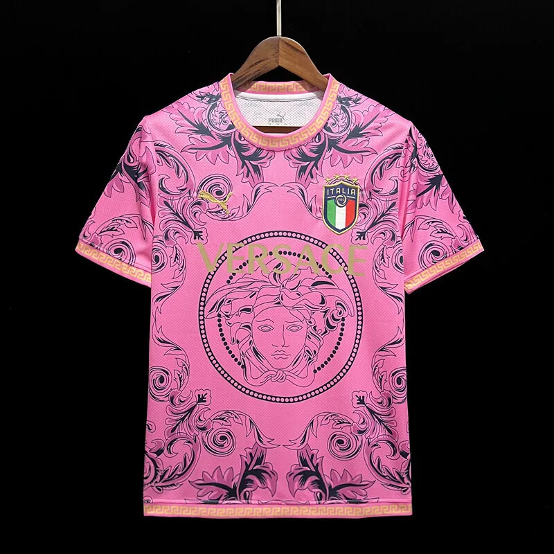 2024 Italy X Versace Pink Special Edition Kit Football T-Shirt AAAAJersey Supplier Yupoo 11