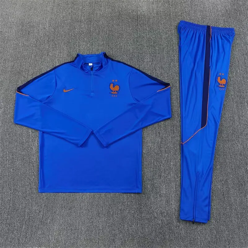 2026 France Mens Kit Colorful Blue Half Pull Training Suit Yupoo 7 2