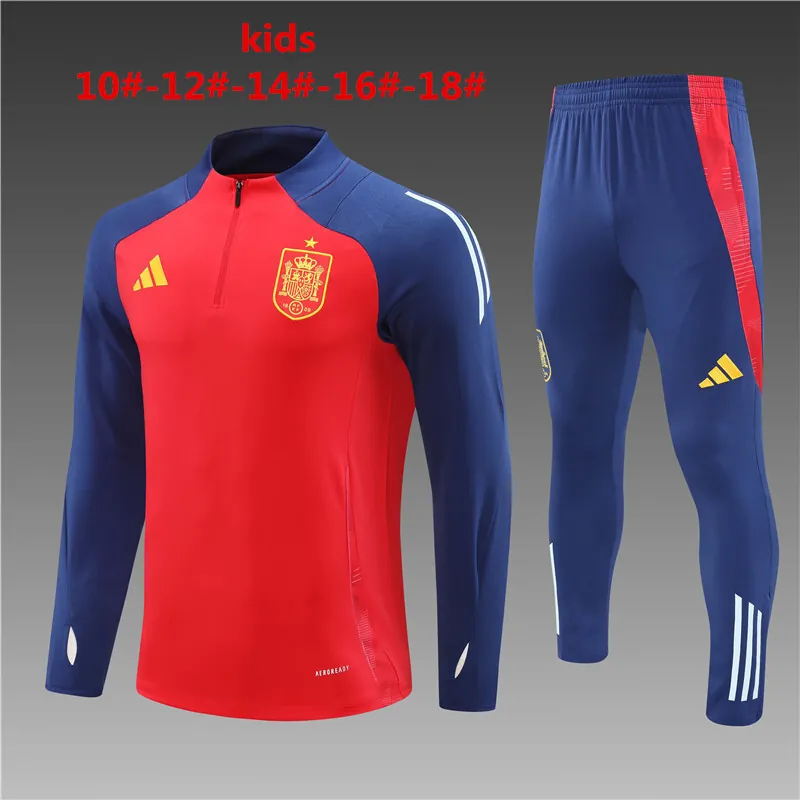 2024 Spain Kids Long Sleeve Training Suit Football Shirts 2