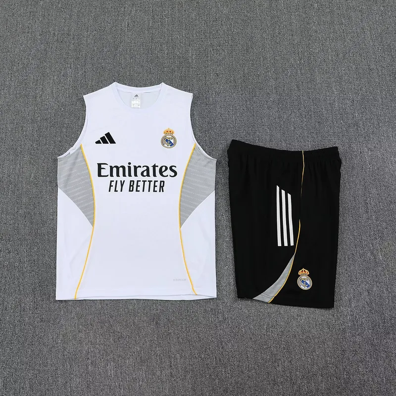 25-26 Real Madrid White&Grey Training Kits Football Vest Suits 1