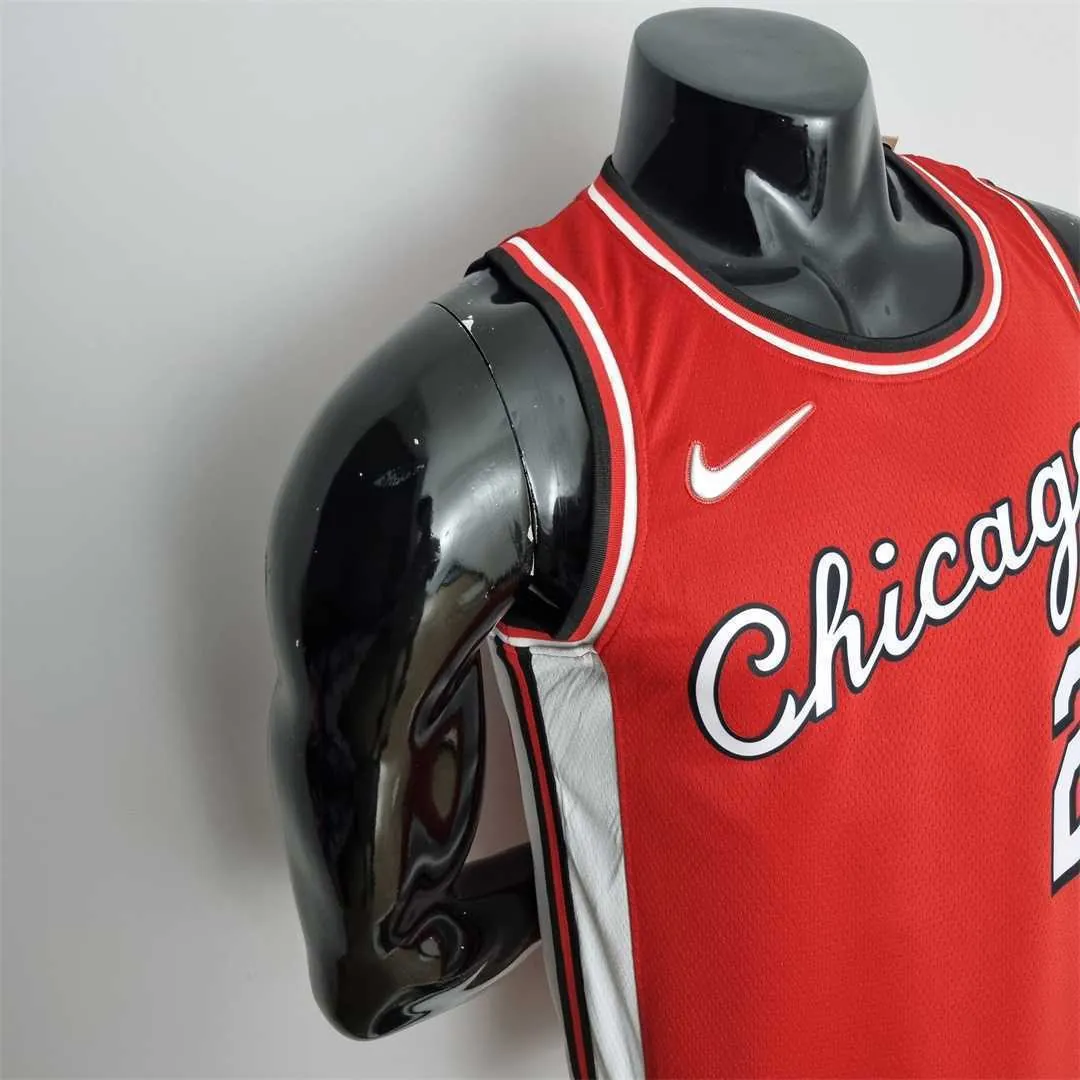 75th Anniversary 2022 Season Chicago Bulls BALL #2 City Edition Red NBA Jersey 7