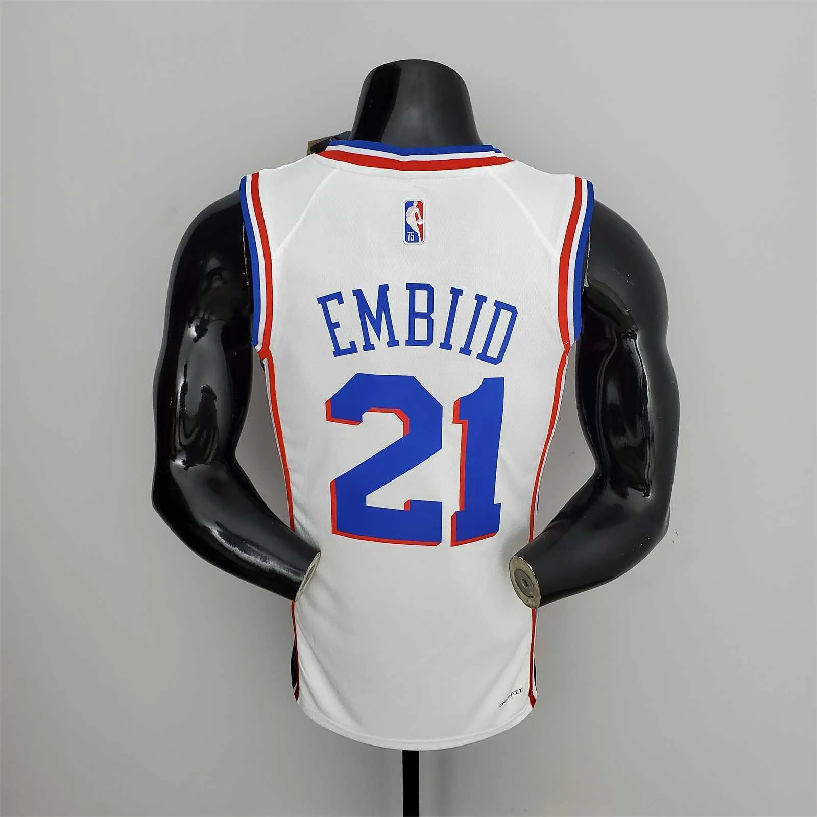 75th Anniversary Philadelphia 76ers EMBIID#21 White NBA Jersey 3