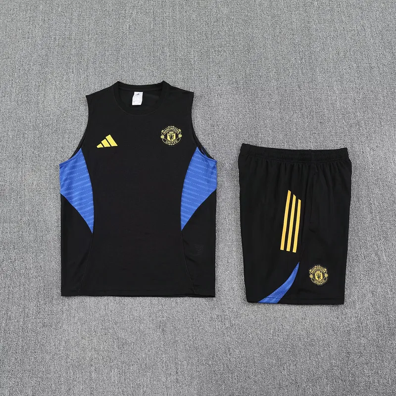 25-26 Manchester United Black&Blue Training Kits Football Vest Suits 1