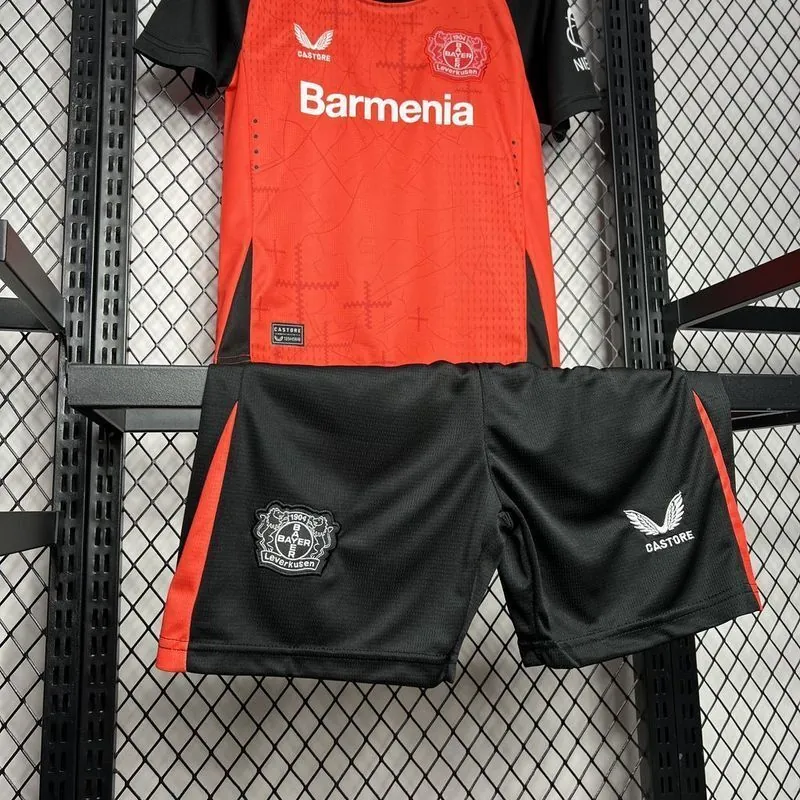 24-25 Bayer 04 Leverkusen Home Kid Kits Youth Apparels Football AAAAJersey Yupoo 4