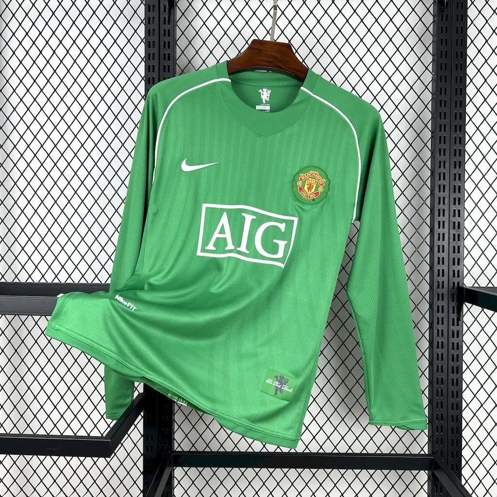 07-08 Manchester United Retro Long Sleeve Green Goalkeeper Kit Vintage Shirt AAAAJersey Supply 2