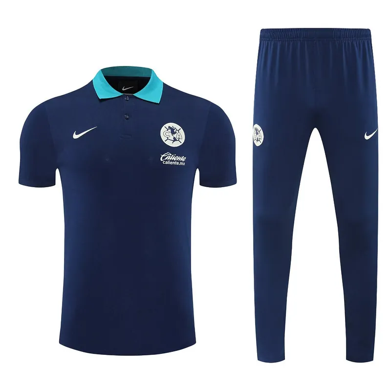 25-26 Club America Navy POLO Training Kits Football Tracksuits 3
