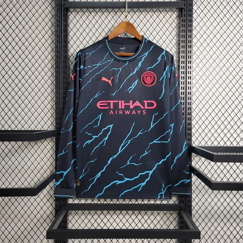 23-24 Manchester City Third away long sleeve size S-4XL Soccer Jerseys 8
