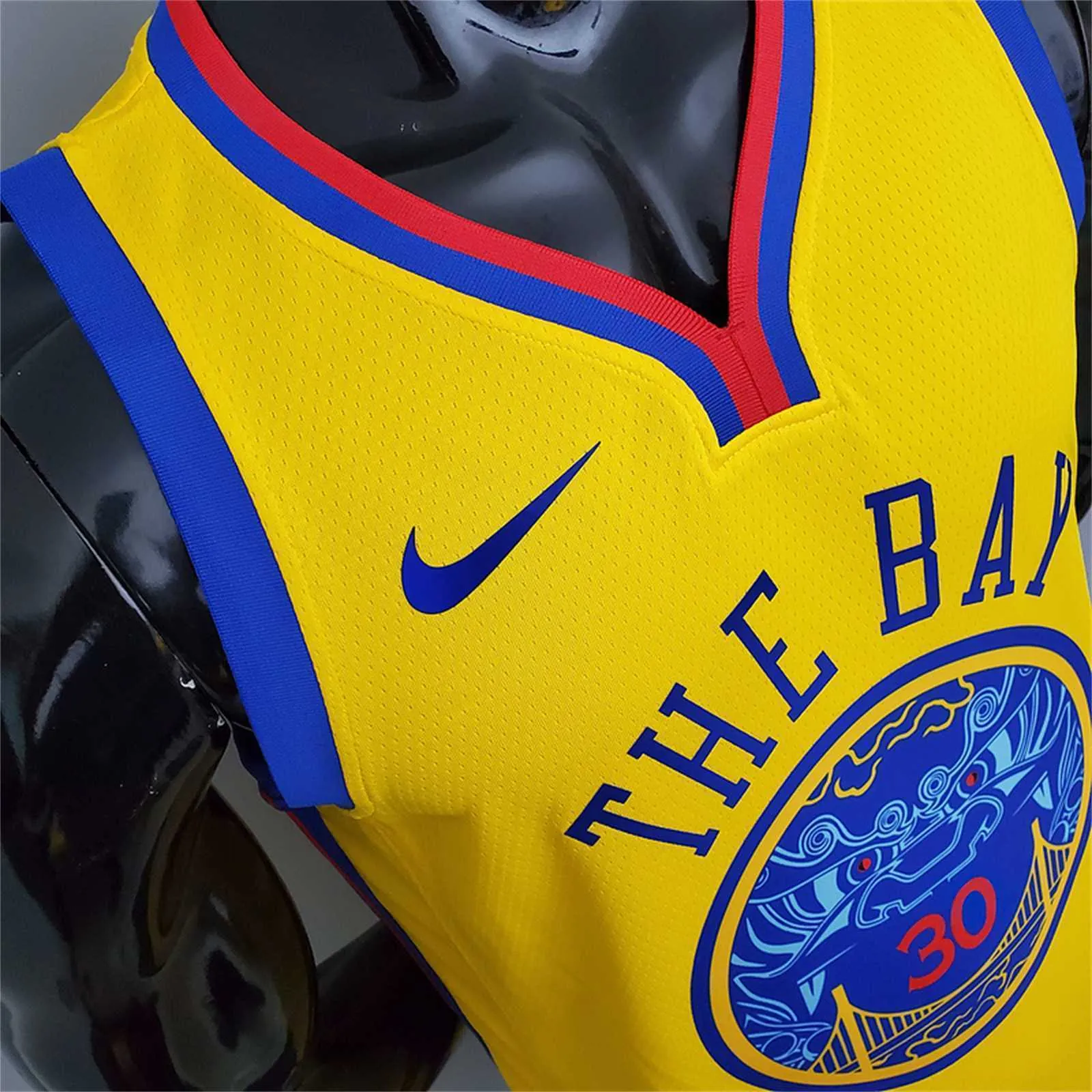 2018 Warriors#30 Chinese Dragon Robe Yellow 3