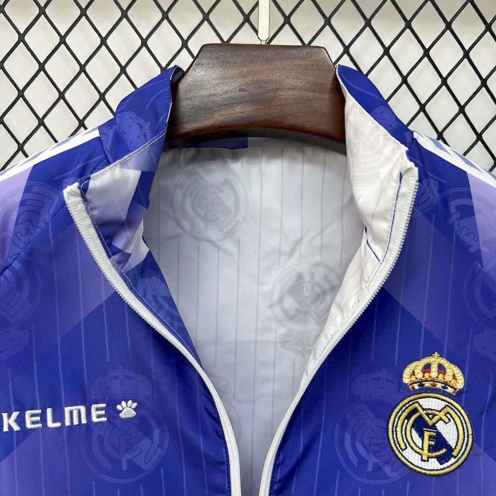 25-26 Real Madrid White&Blue Trench Coat Reversible Windbreaker Double-Sides Jacket 6