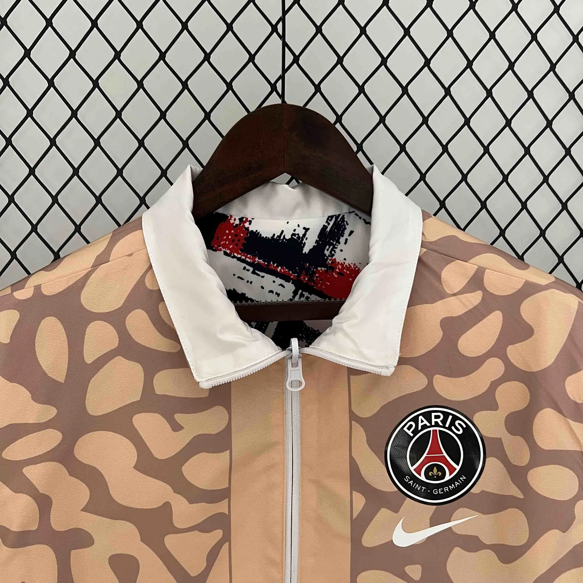 23-24 PSG Reversible Windbreaker White&Brown Double-Sides Jacket Soccer Jerseys For Sale 6
