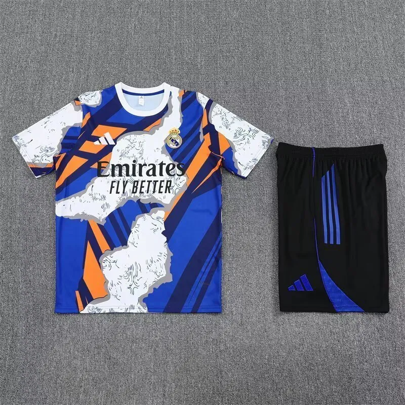 25-26 Real Madrid Pre-Match Blue&White Training Kits Football Tracksuits 1