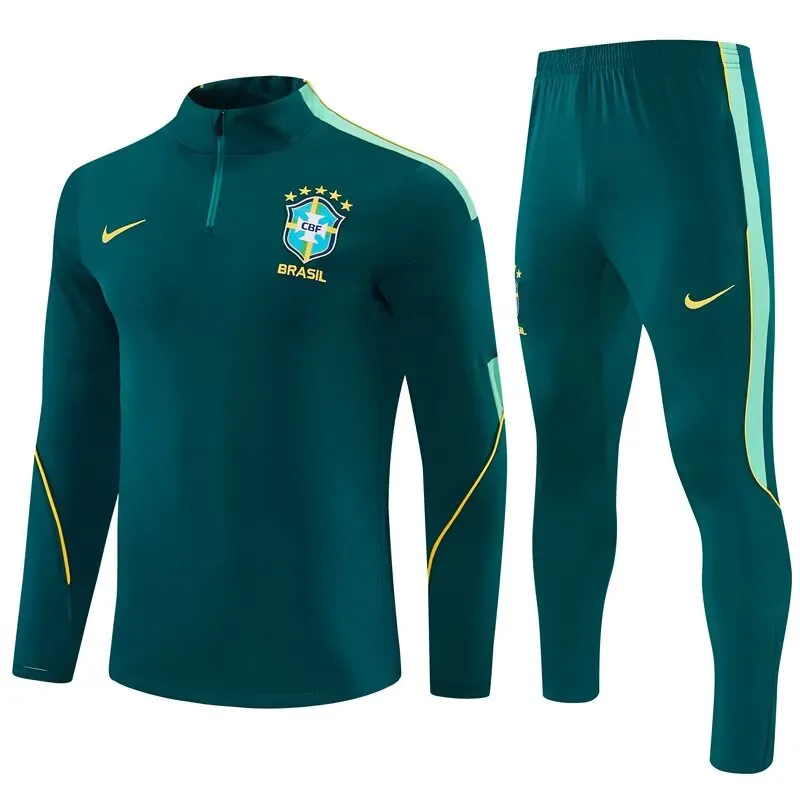 2026 Brazil Mens Kit Dark Green Half Pull Training Suit Yupoo 7 1