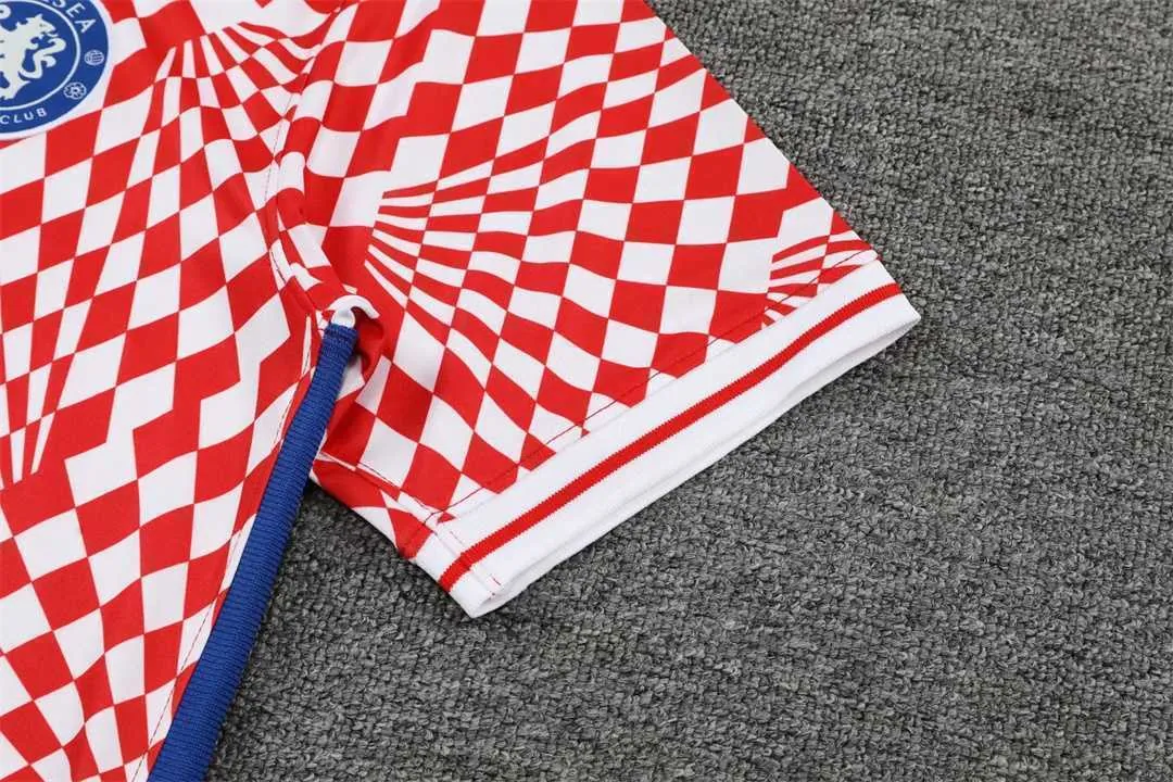 22-23 Chelsea Training Suit Short Sleeve Kit Red and White 12