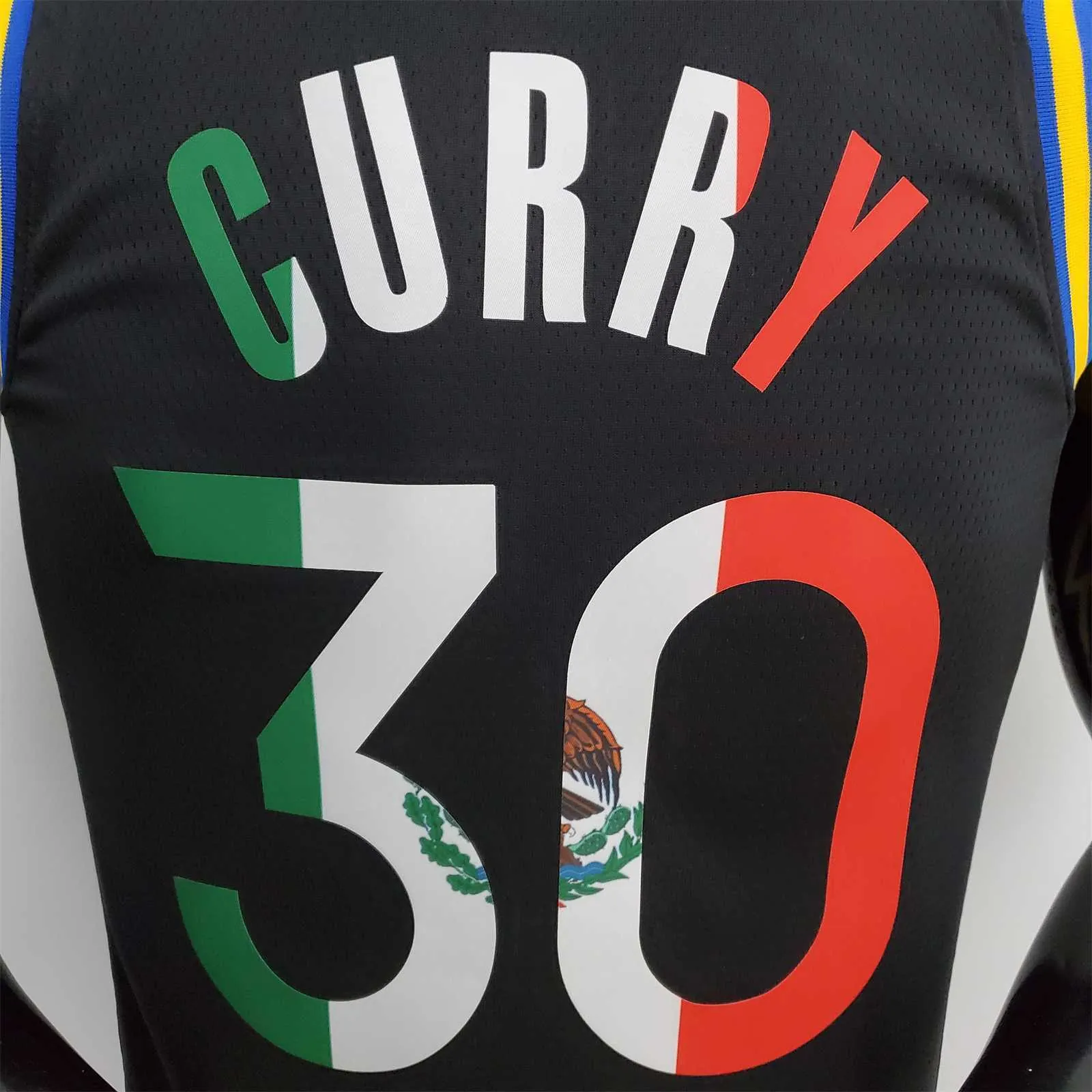 2022 75th Anniversary Golden State Warriors Curry #30 Mexico Edition Black NBA Jersey 8