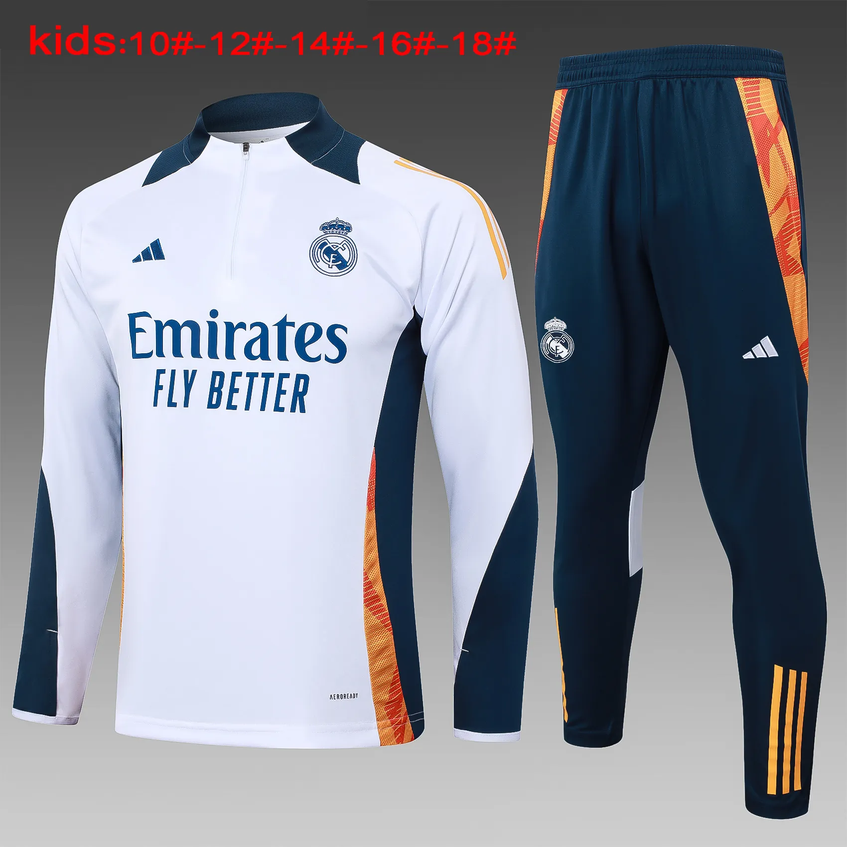 24-25 Real Madrid Kids Long Sleeve Training Suit Football Shirts 1