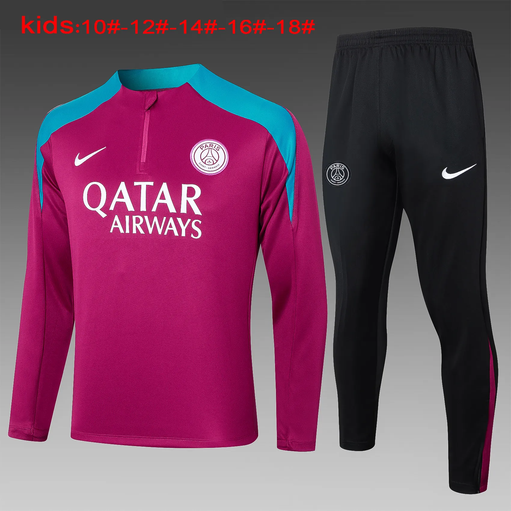 24-25 PSG Kids Long Sleeve Training Suit Football Shirts 1