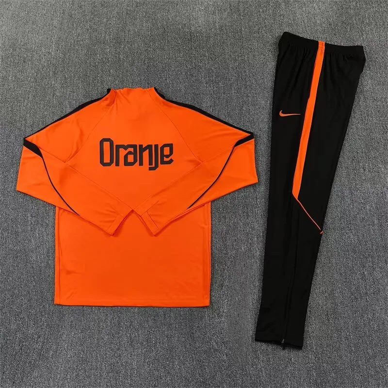 2026 Netherlands Mens Kit Orange Half Pull Training Suit Yupoo 6 5